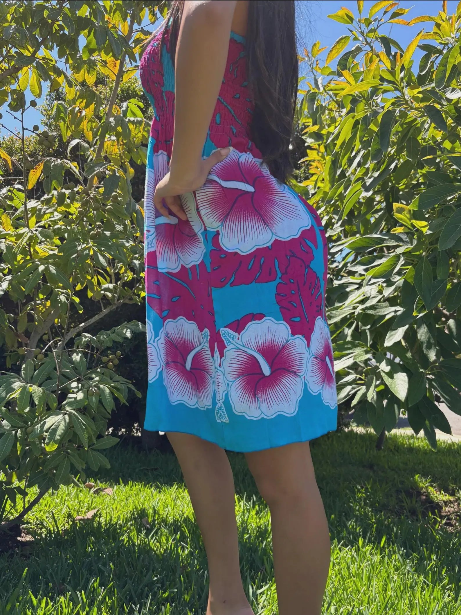 Laulani Sun Dress - Pink & Turquoise