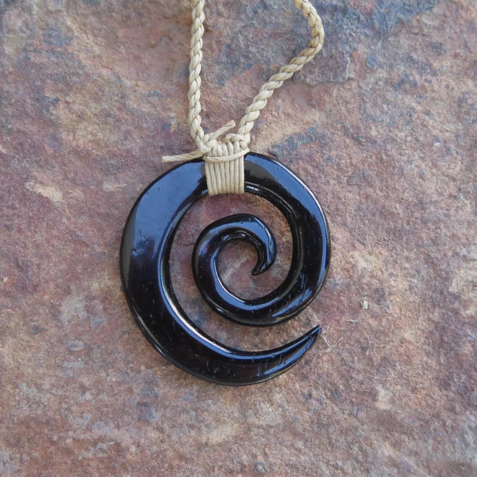 Spiral Hand Carved Pendant