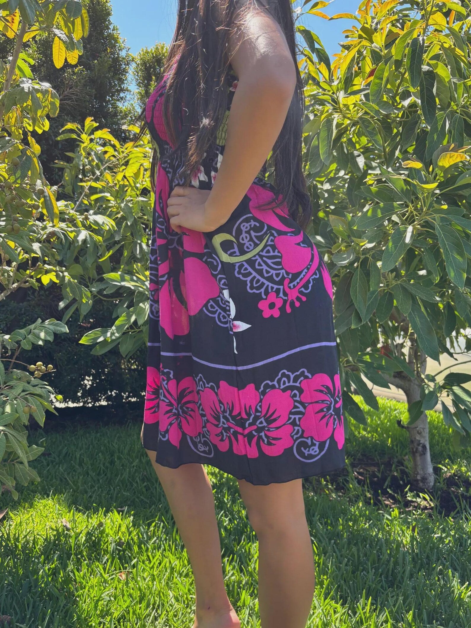 Noelani Sun Dress - Pink & Black