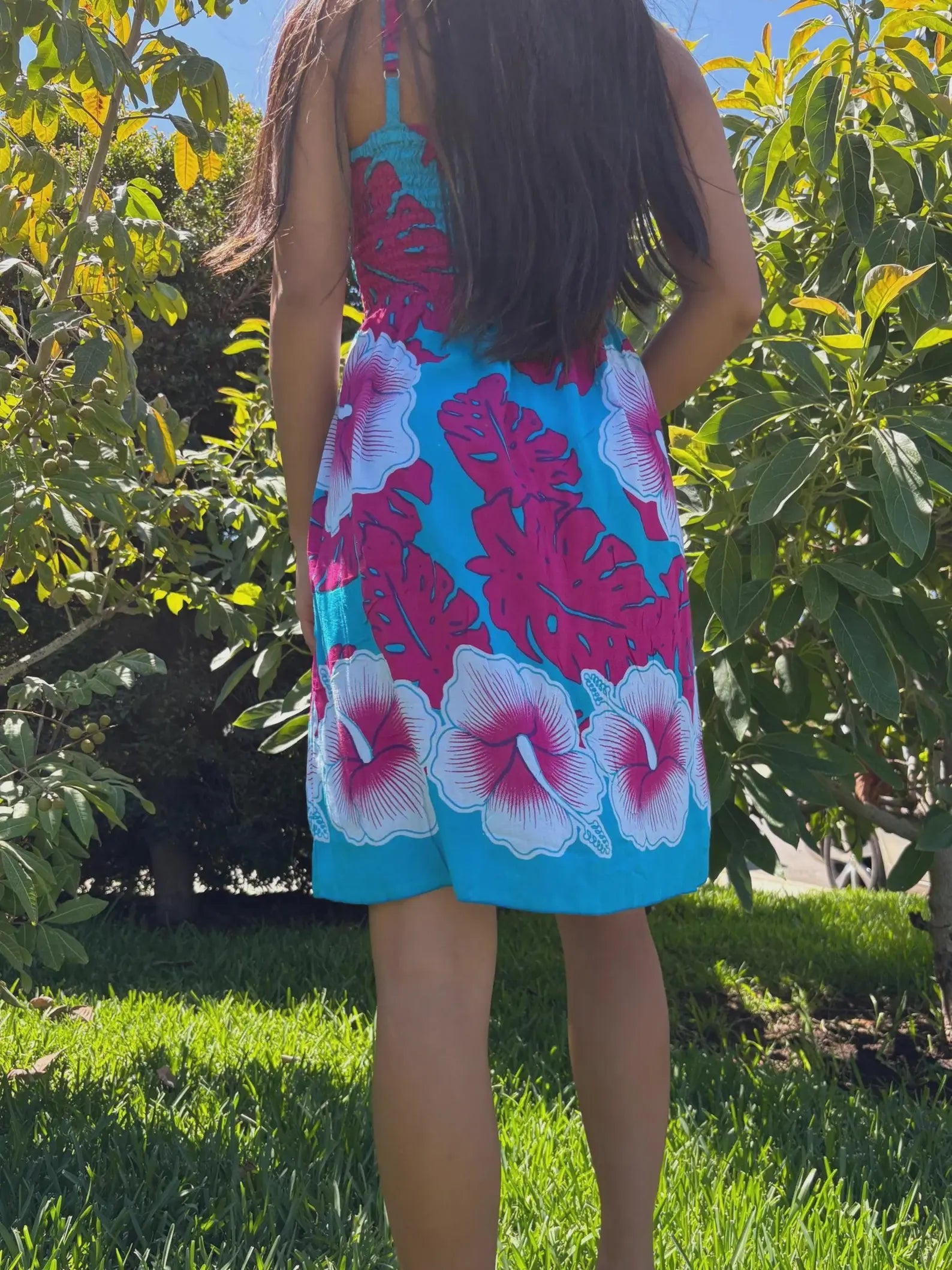 Laulani Sun Dress - Pink & Turquoise