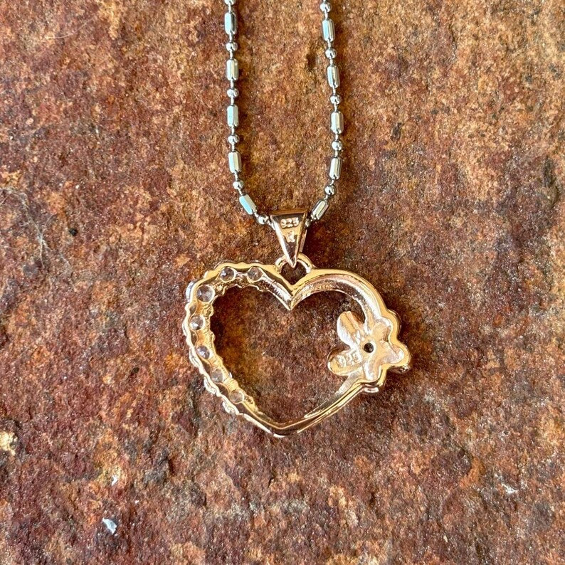 Heart w/ Plumeria Pendant - Rose Gold