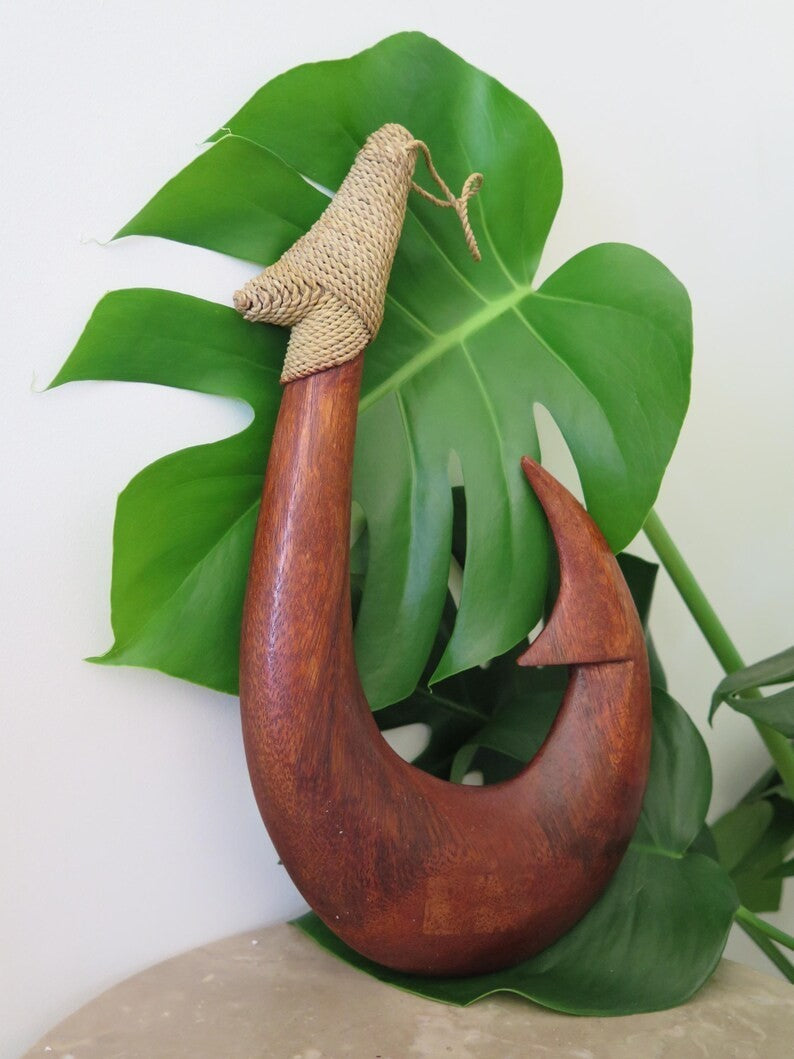 Genuine Handmade Wood Fish Hook - Brown