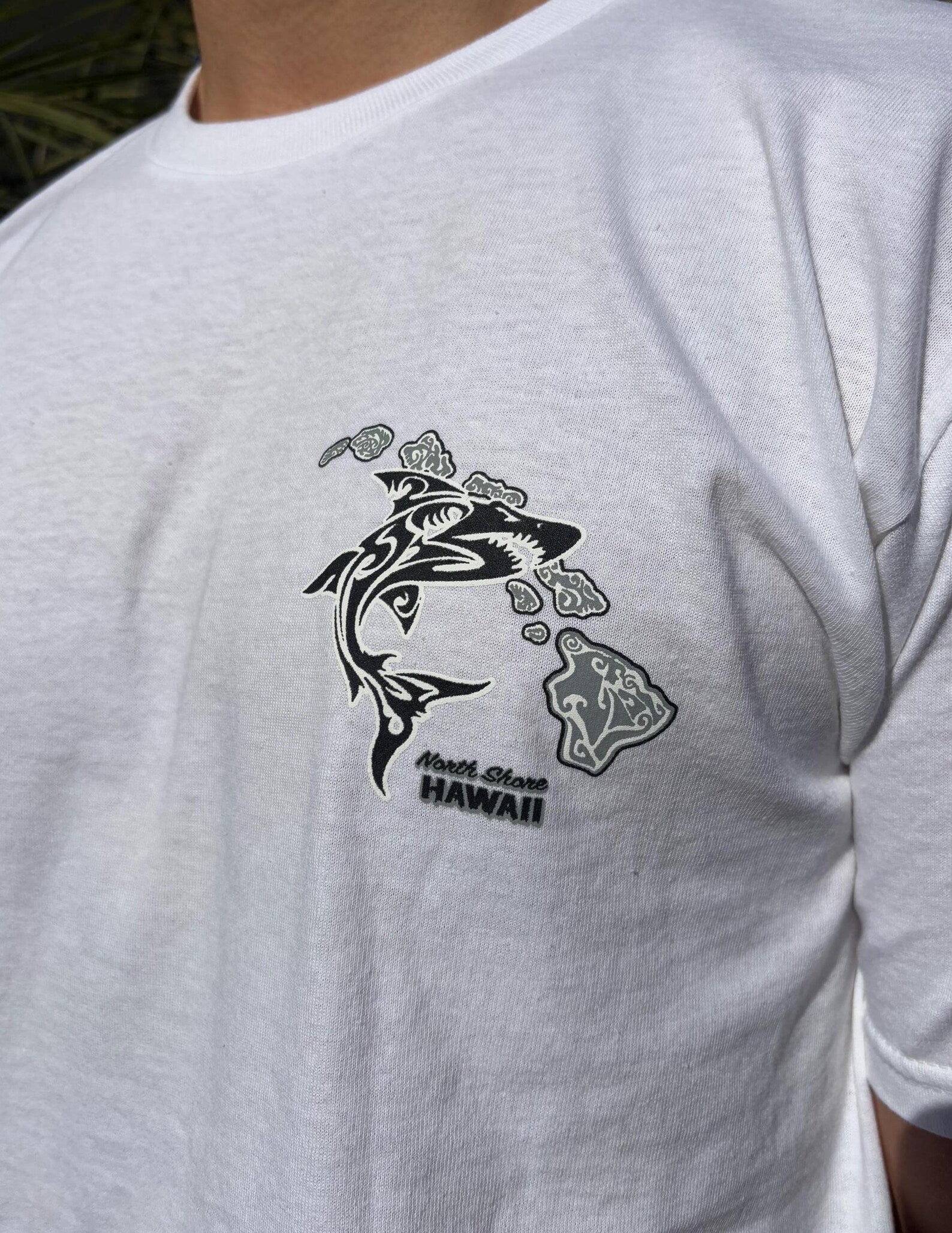 Tribal Shark Graphic Tee - White