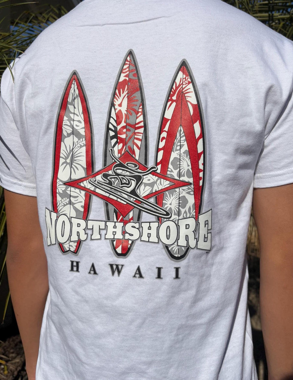 Red North Shore Surf Graphic Tee - White