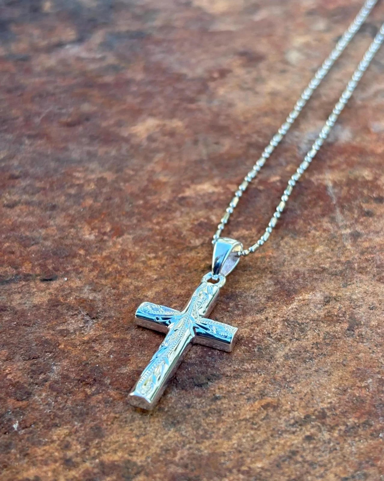 Scrolling Cross Pendant - Silver