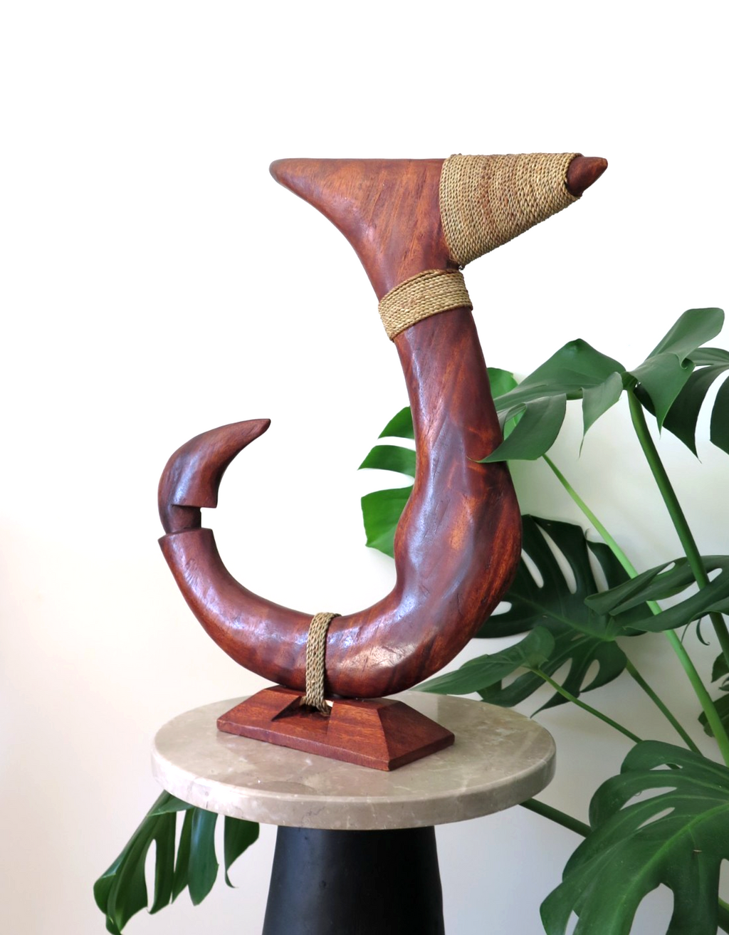 Genuine Handmade Wood Fish Hook Stand - Brown