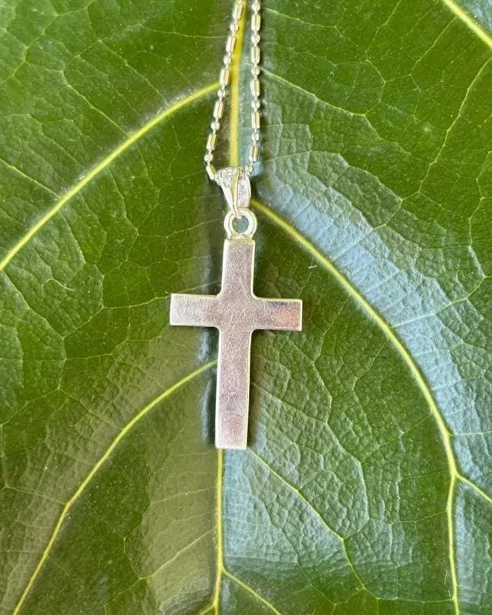 Maile Leaf Cross Pendant - Silver