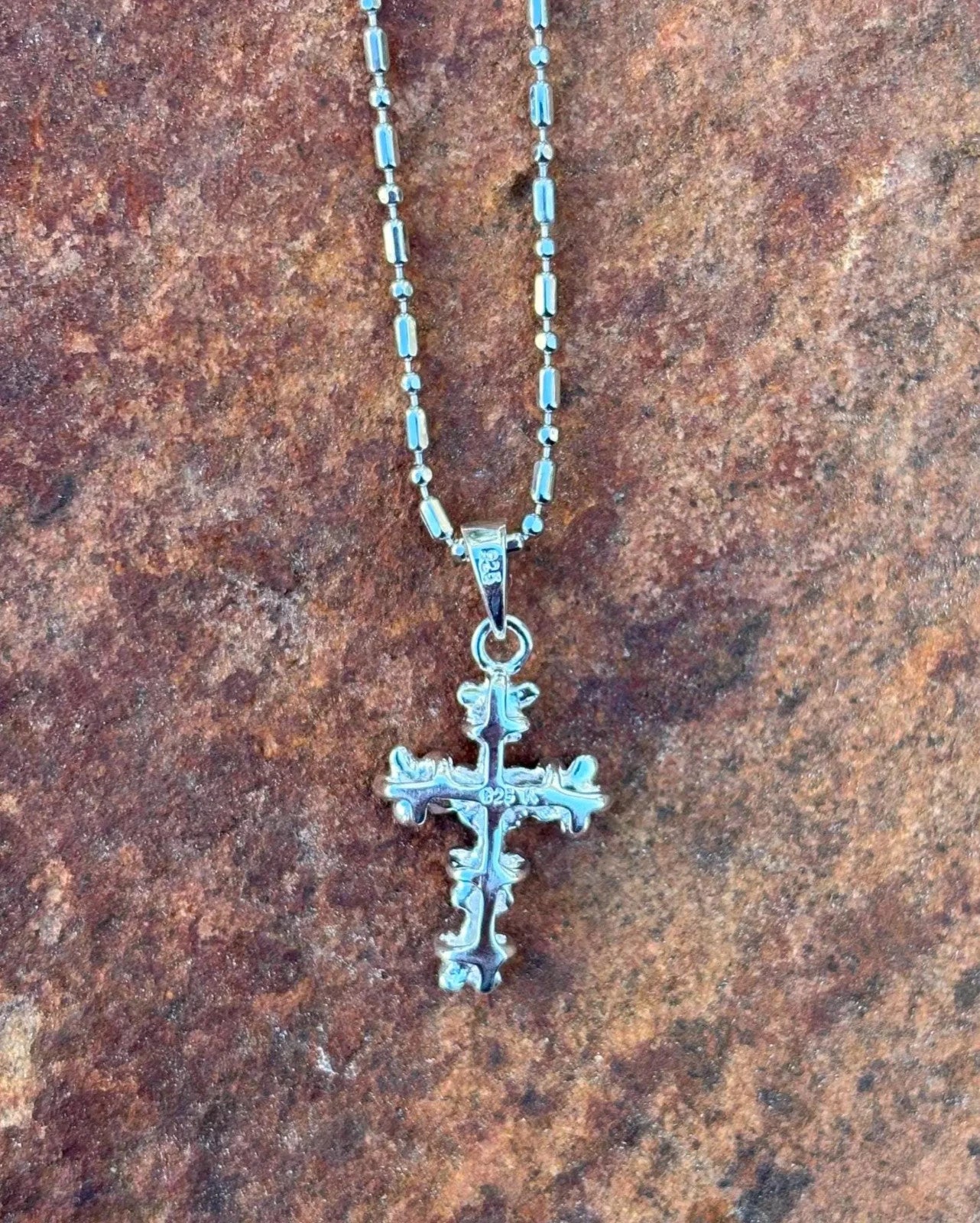 Plumeria Cross Pendant - Silver