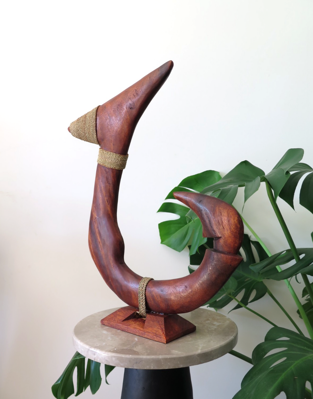 Genuine Handmade Wood Fish Hook Stand - Brown