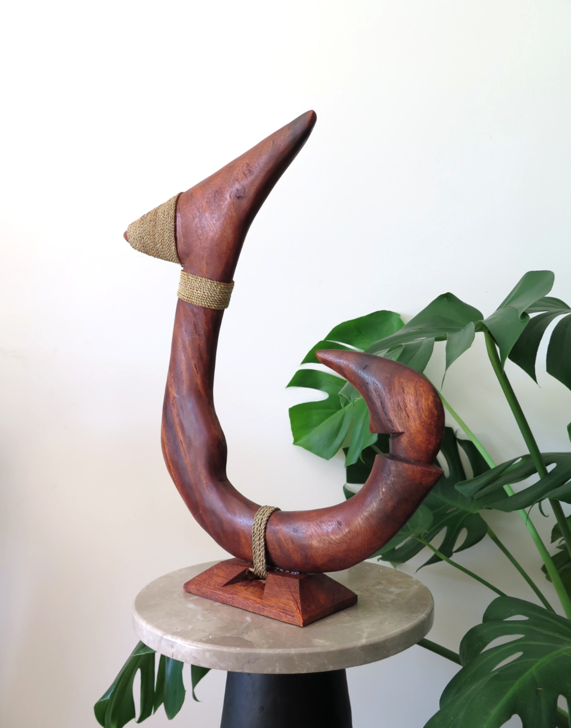 Genuine Handmade Wood Fish Hook Stand - Brown