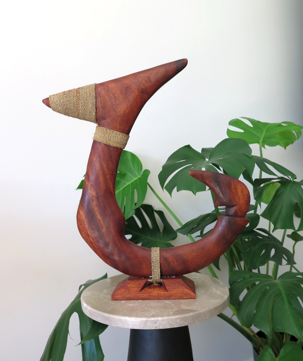 Genuine Handmade Wood Fish Hook Stand - Brown