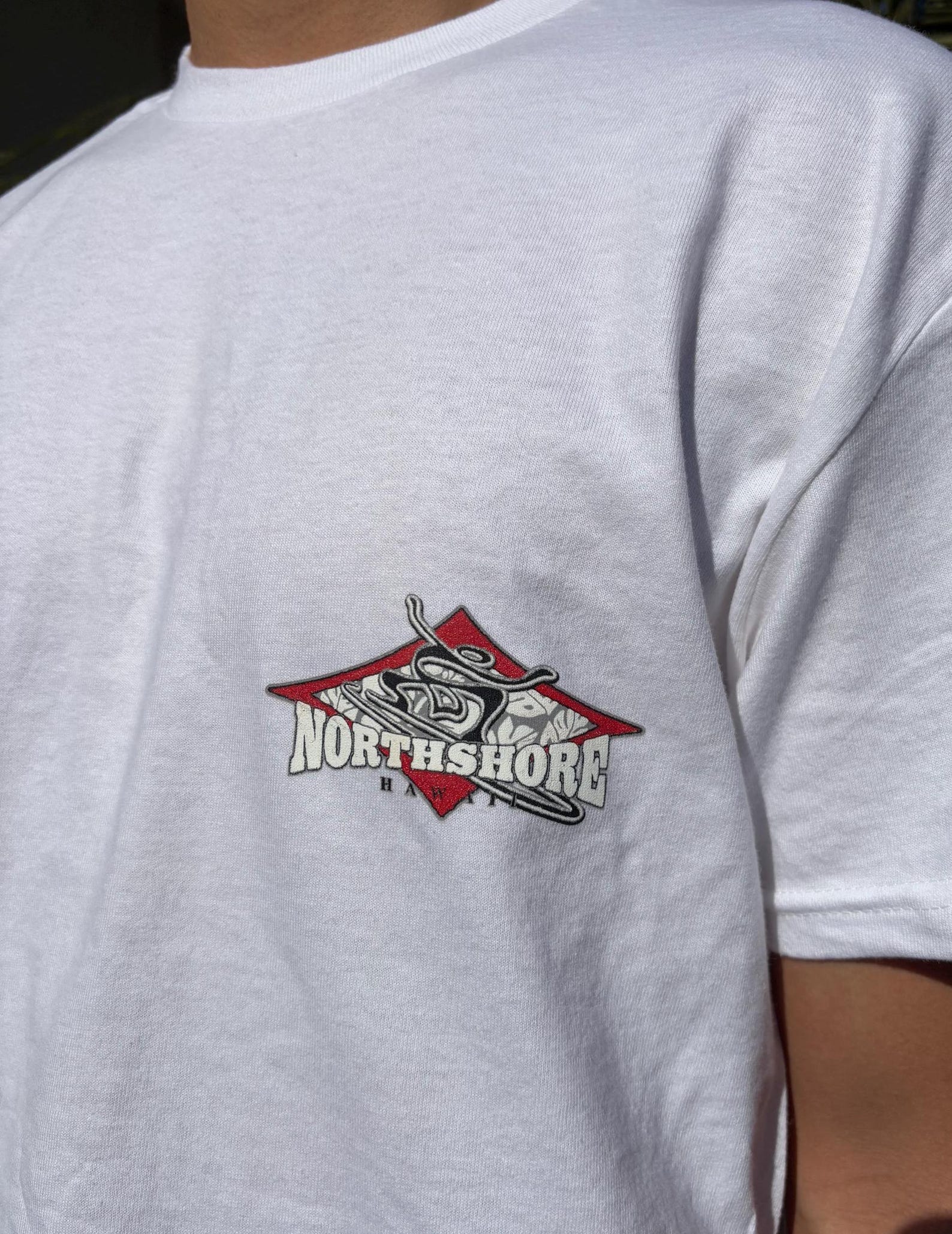 Red North Shore Surf Graphic Tee - White