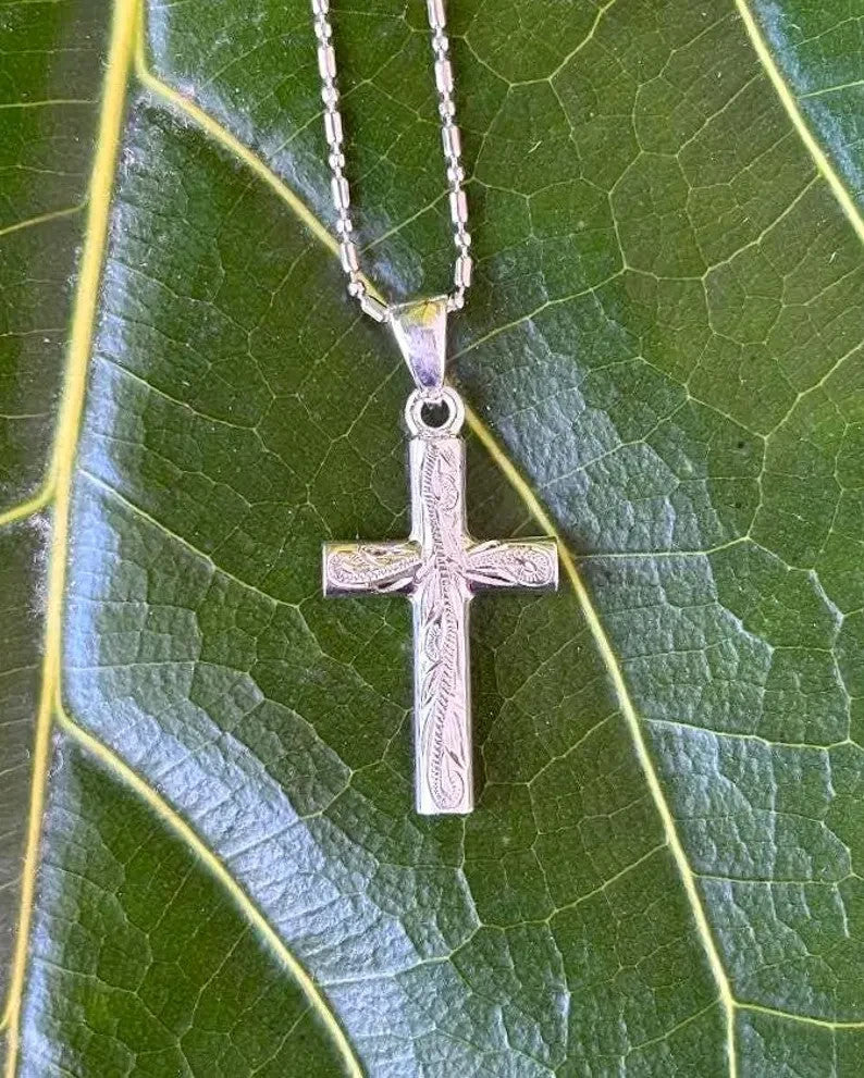 Scrolling Cross Pendant - Silver
