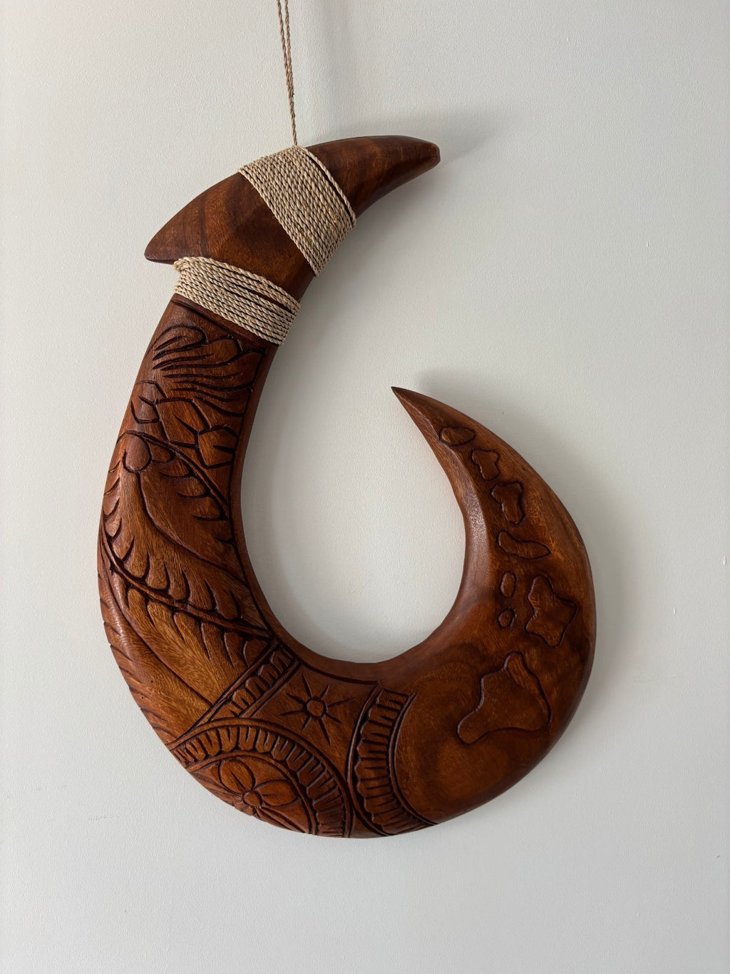 Islands Engraved Wood Premium Fish Hook - Brown