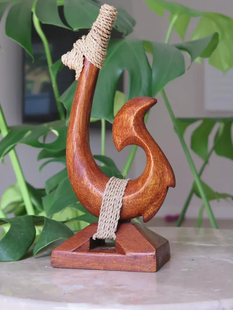Handmade Wood Fish Hook stand - Brown