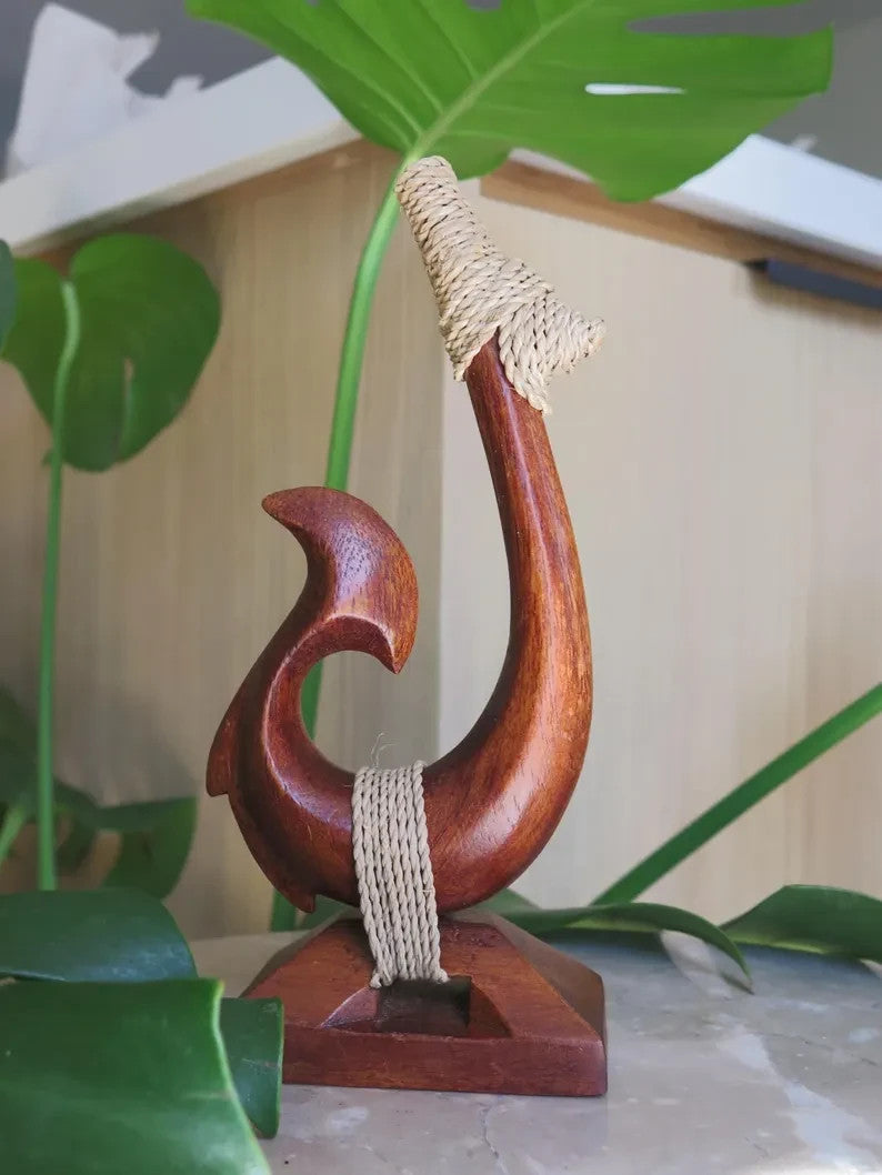 Handmade Wood Fish Hook stand - Brown