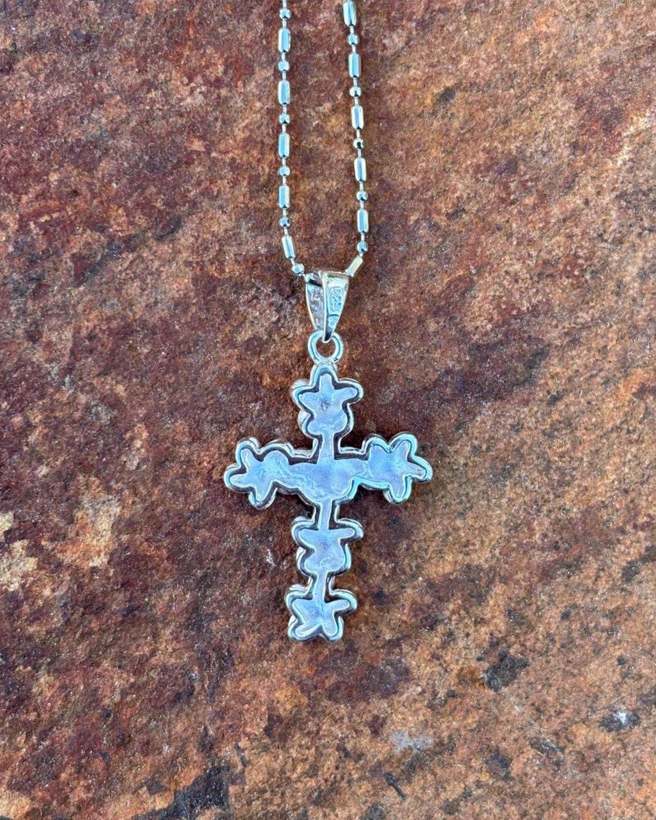 Plumeria Mini Cross Pendant - Silver
