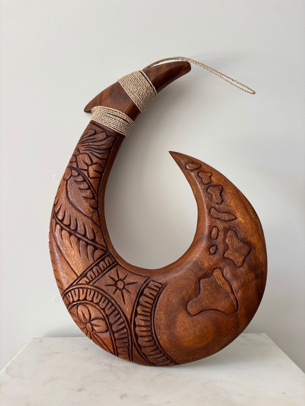 Islands Engraved Wood Premium Fish Hook - Brown