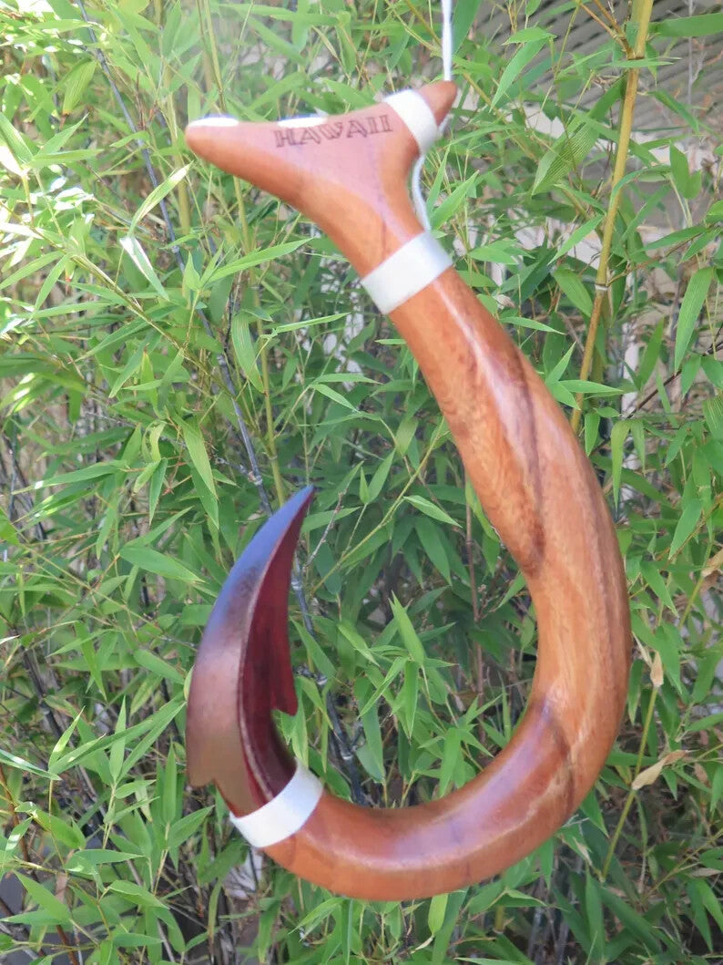 HAWAII Wooden Fish Hook - Brown