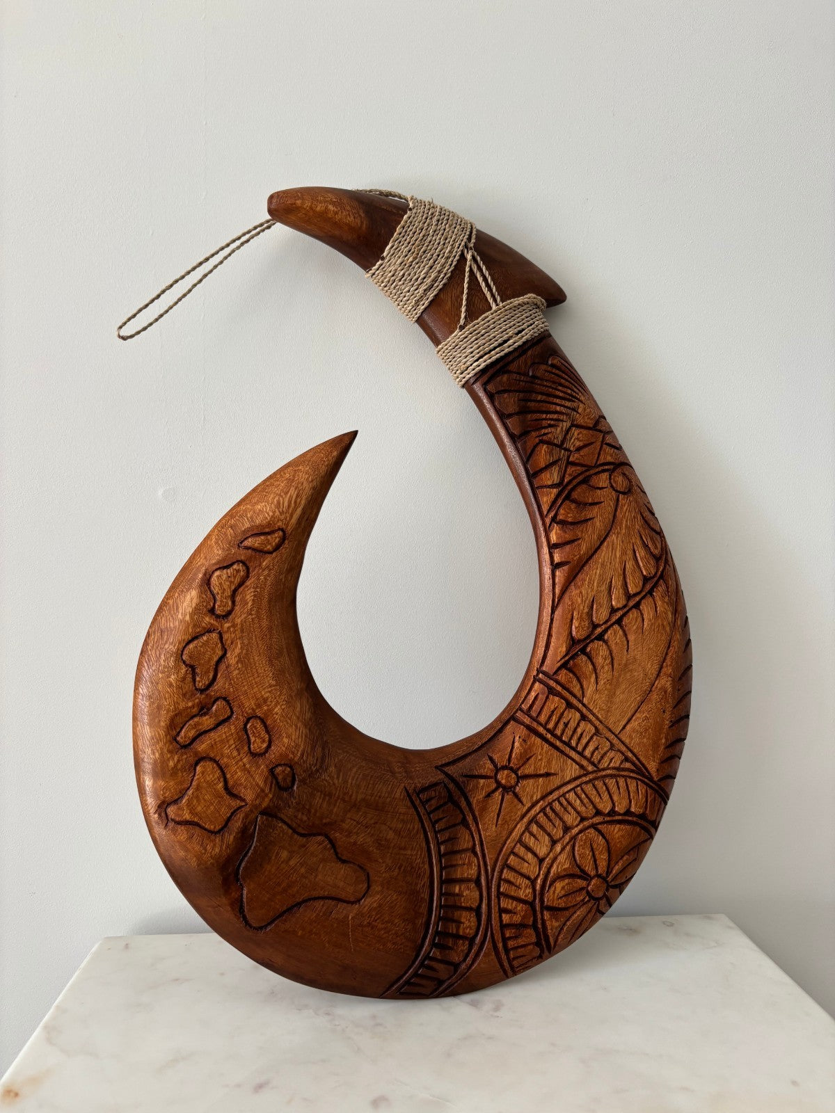 Islands Engraved Wood Premium Fish Hook - Brown