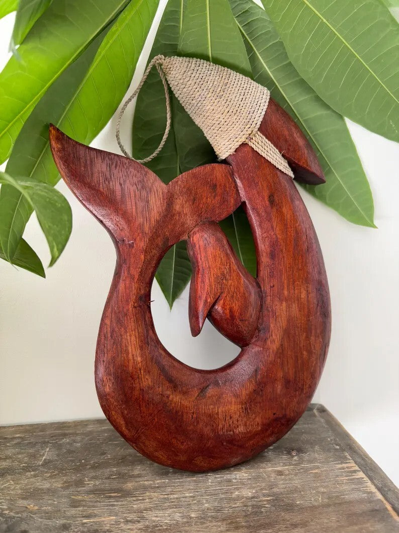 Dolphin Wood Fish Hook - Brown