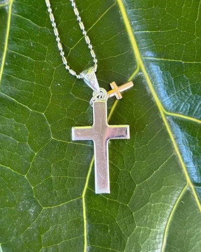 Scrolling Cross Charm Pendant - Silver