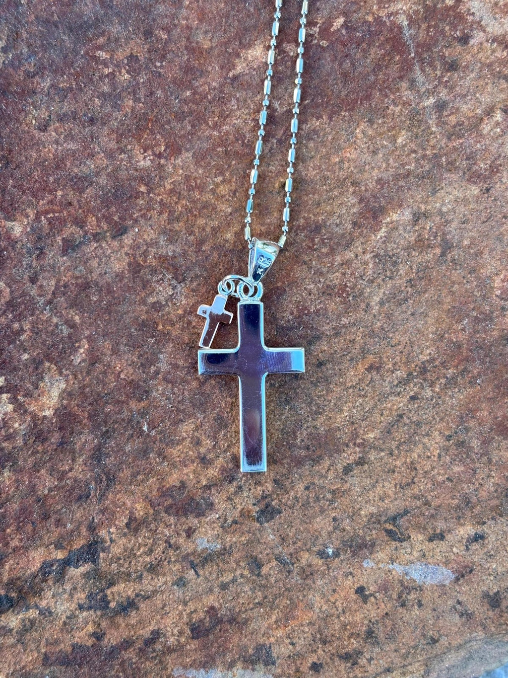 Scrolling Cross Charm Pendant - Silver