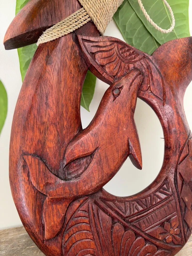 Dolphin Wood Fish Hook - Brown