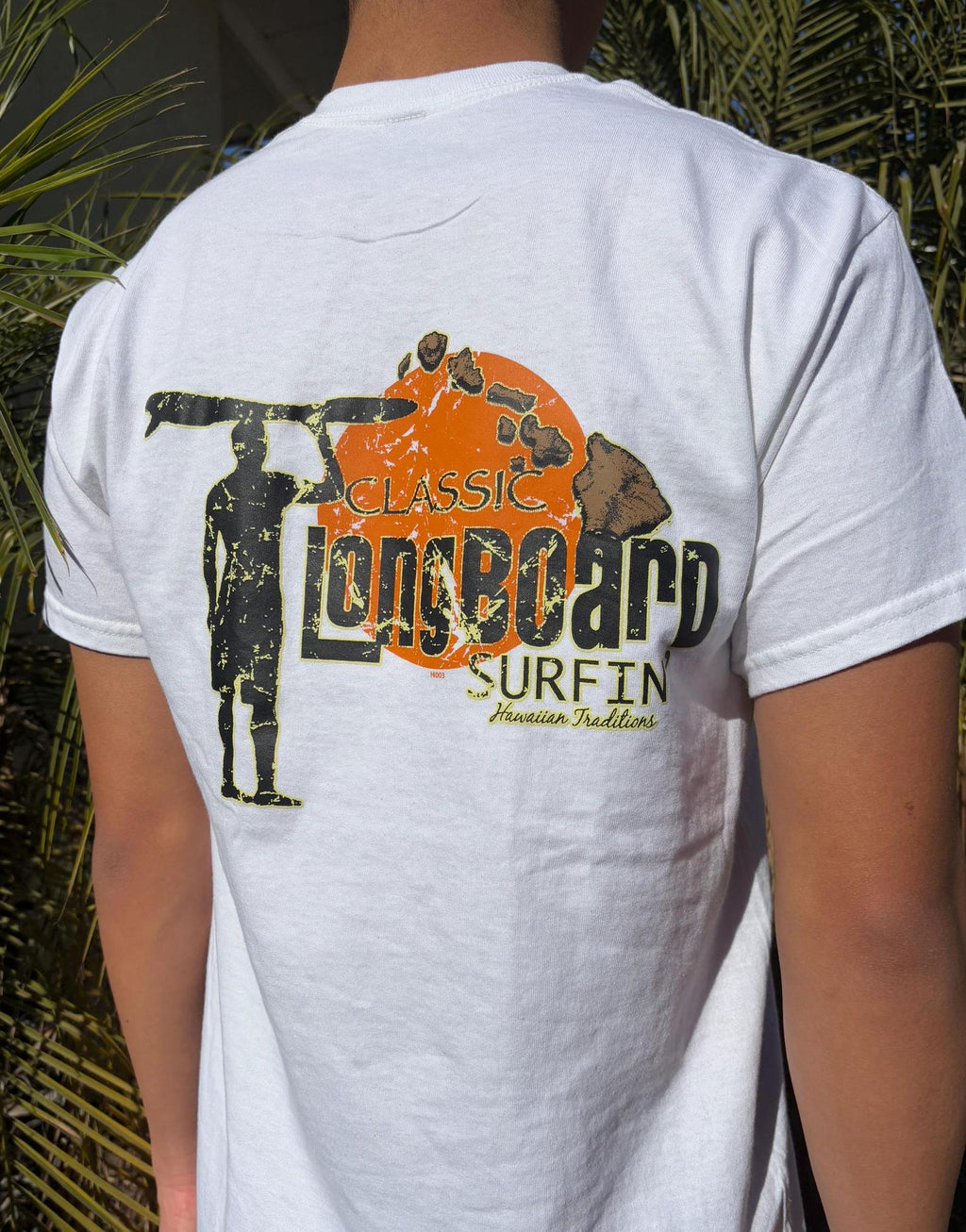 Longboard Surfing Graphic Tee - White