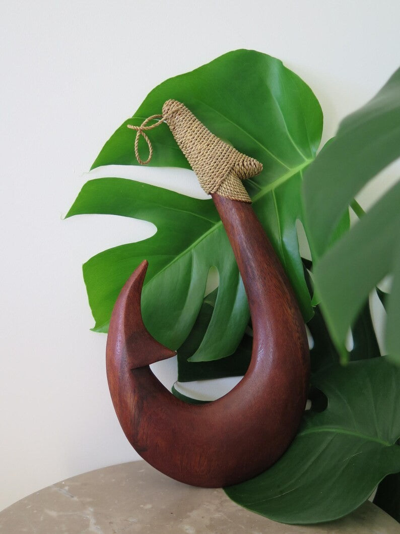 Genuine Handmade Wood Fish Hook - Brown
