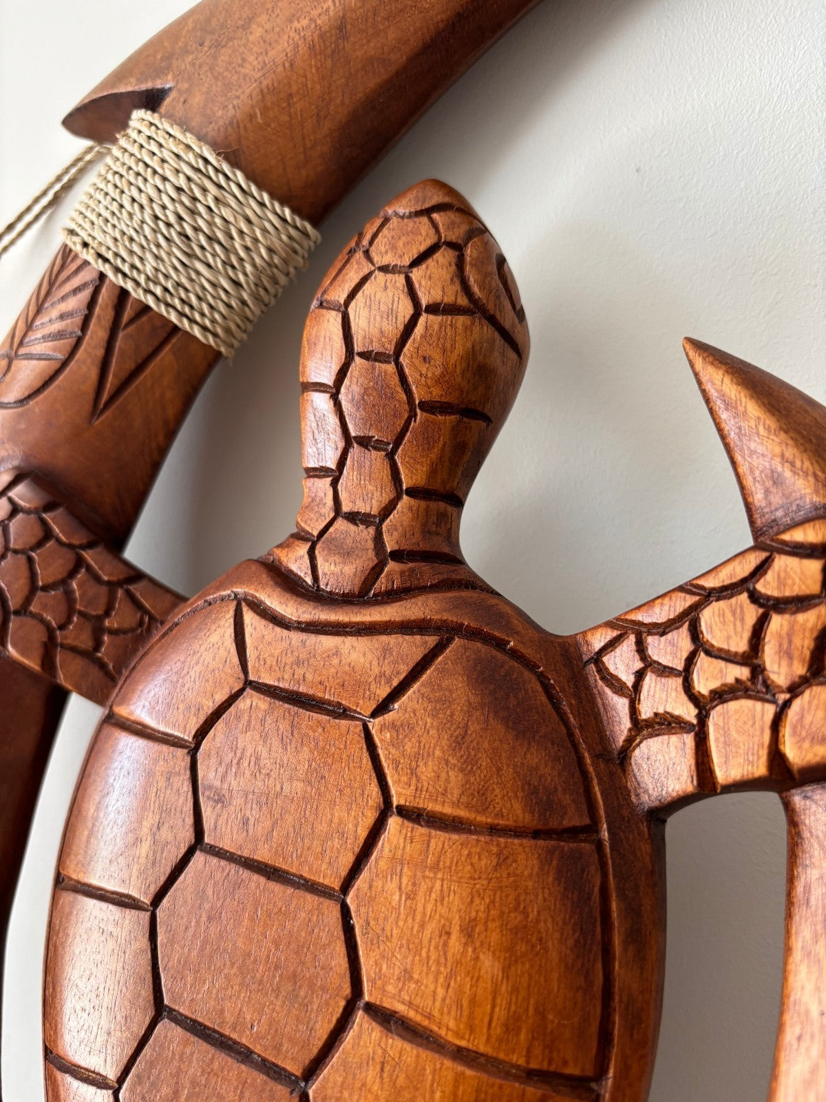 Honu Engraved Wood Premium Fish Hook - Brown