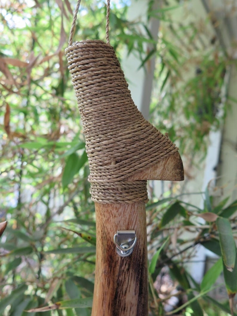 Tribal Engraved Wooden Fish Hook - Brown