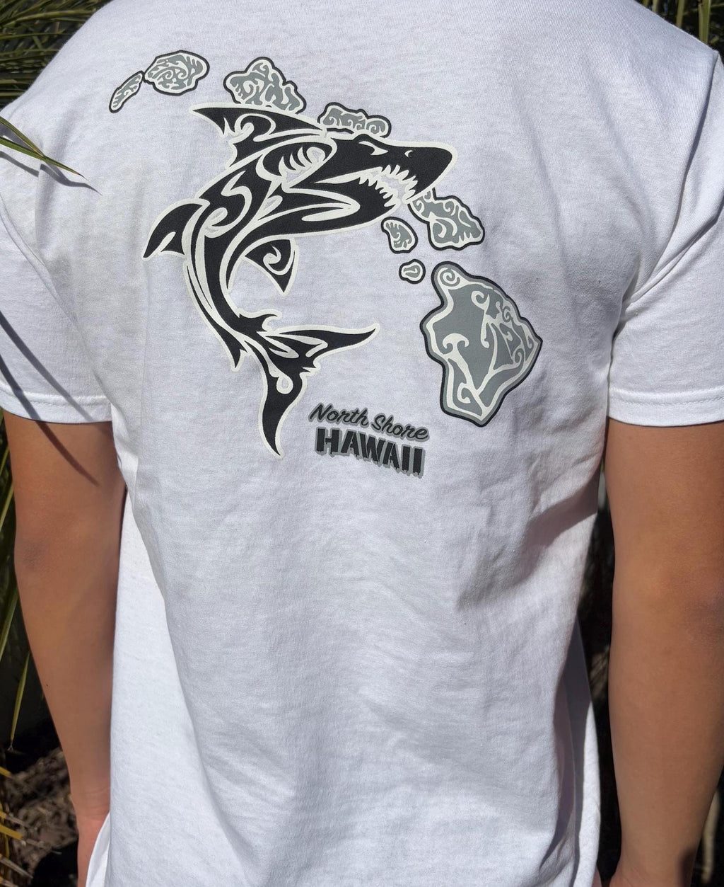 Tribal Shark Graphic Tee - White