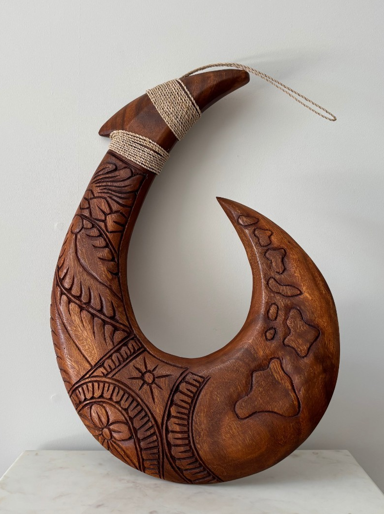 Islands Engraved Wood Premium Fish Hook - Brown