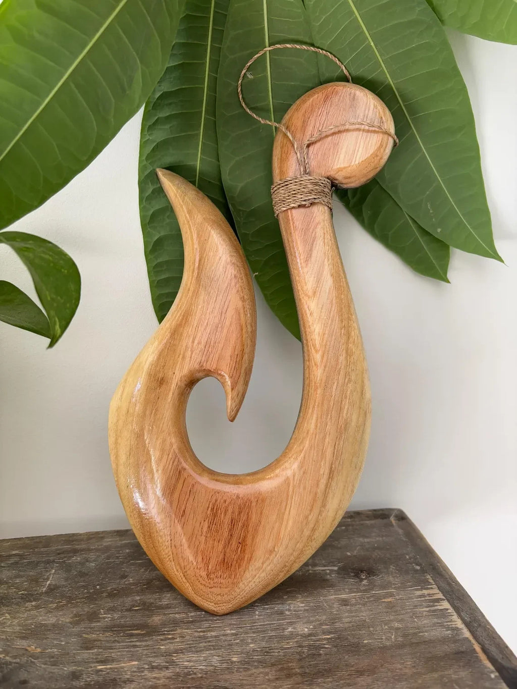 Island Honu Engraved Wooden Fish Hook - Brown