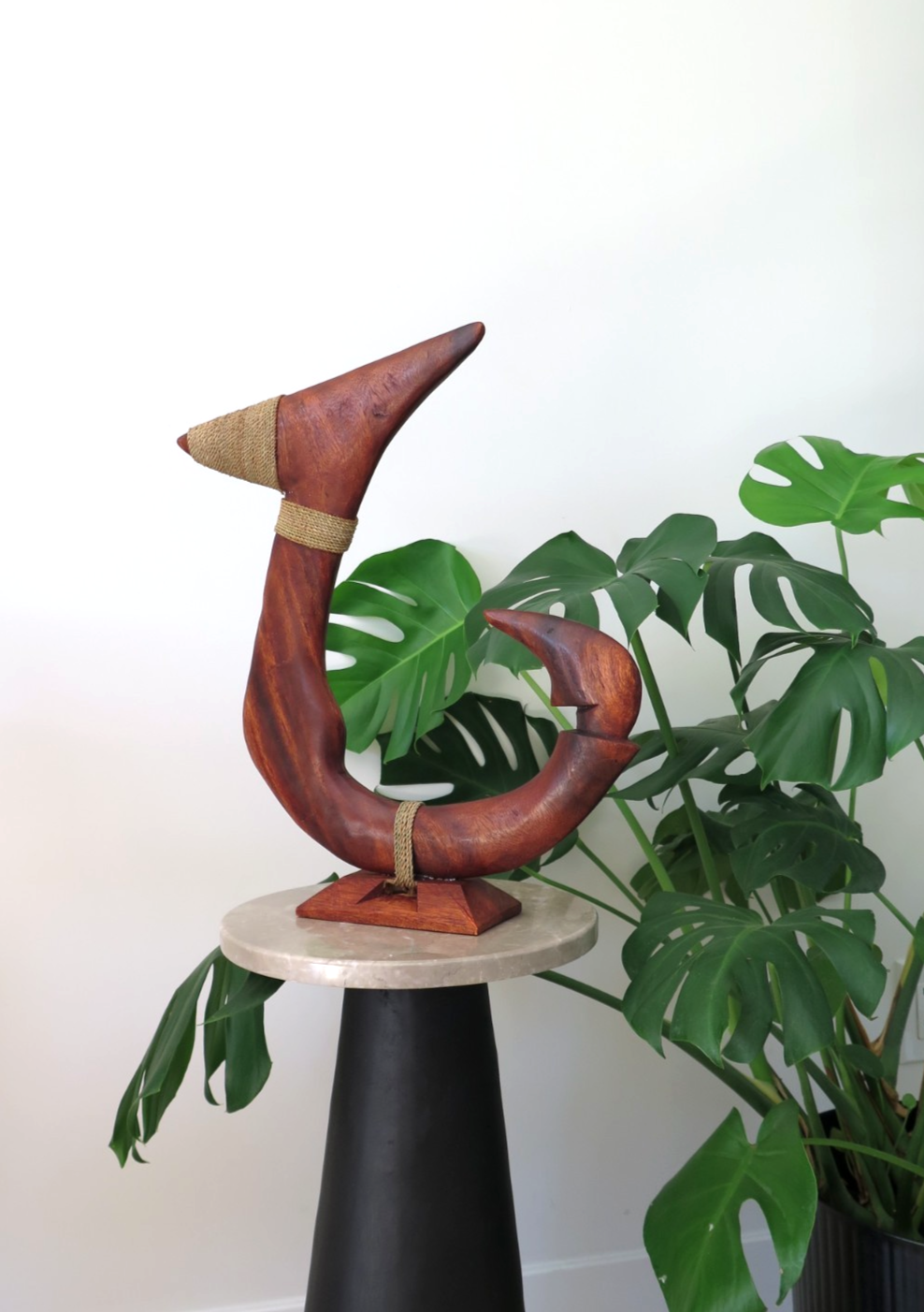 Genuine Handmade Wood Fish Hook Stand - Brown