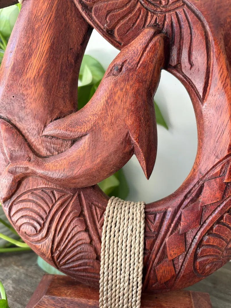 Dolphin Wood Fish Hook Stand - Brown