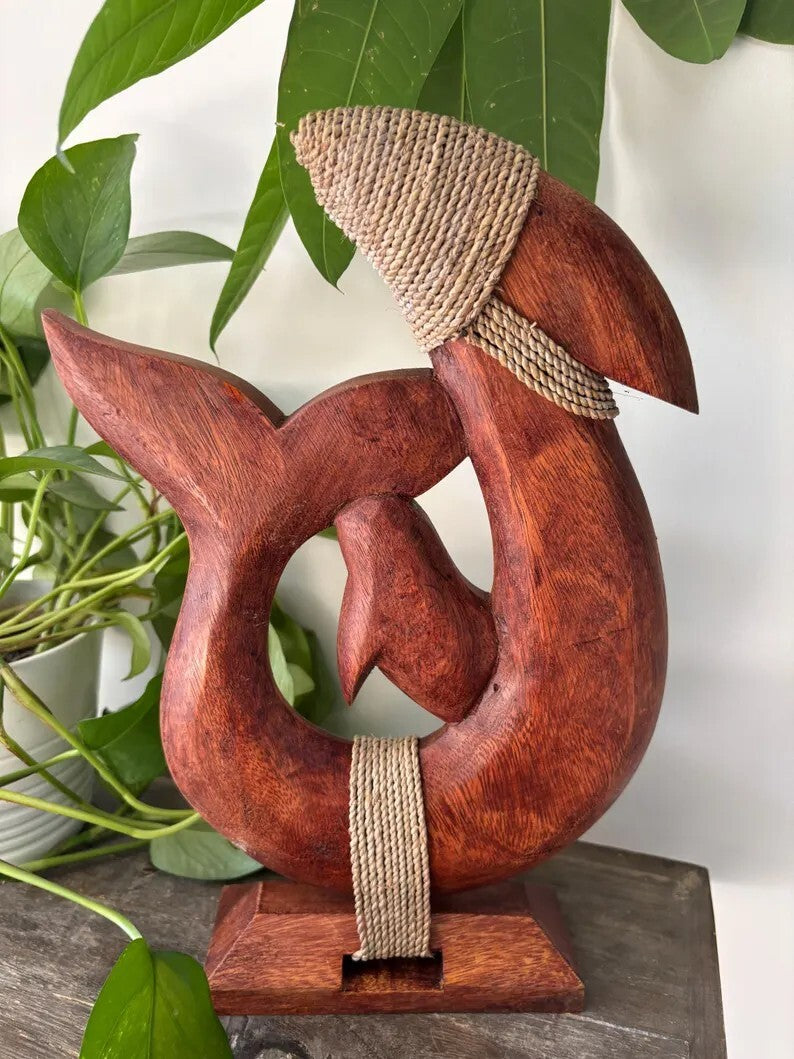 Dolphin Wood Fish Hook Stand - Brown