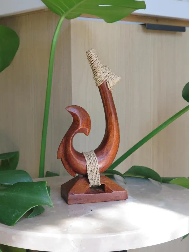 Handmade Wood Fish Hook stand - Brown