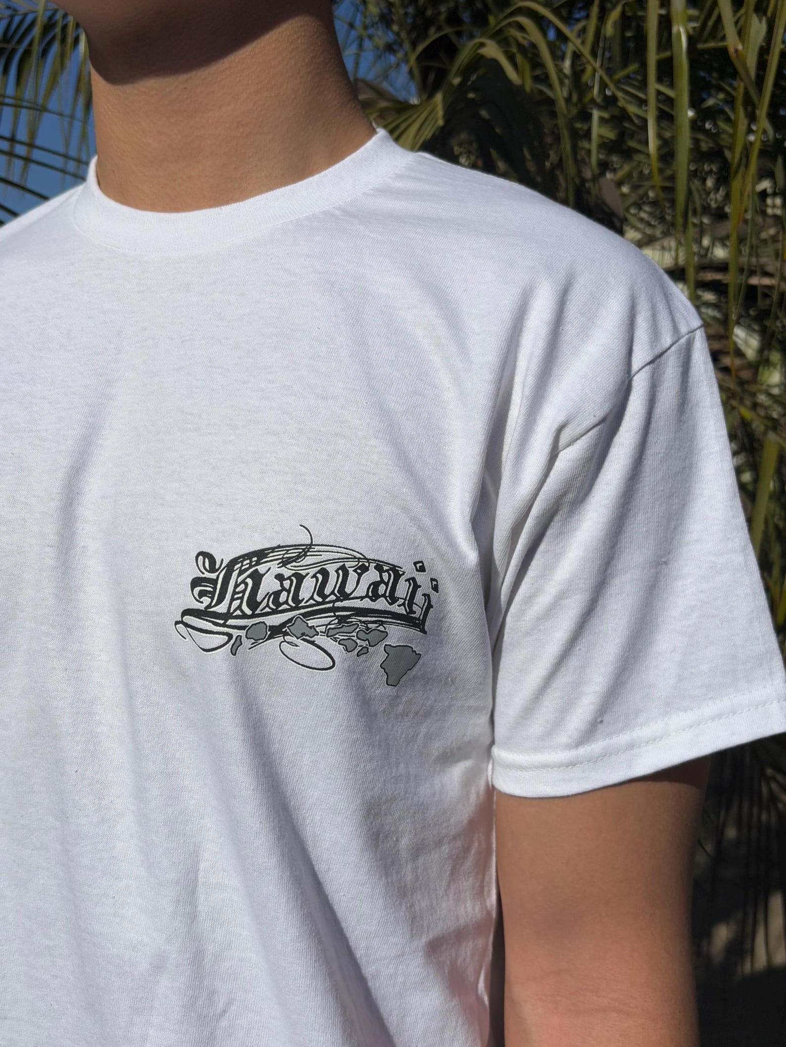 Hawaiian Islands Map Graphic Tee - White
