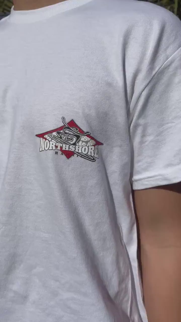 Red North Shore Surf Graphic Tee - White