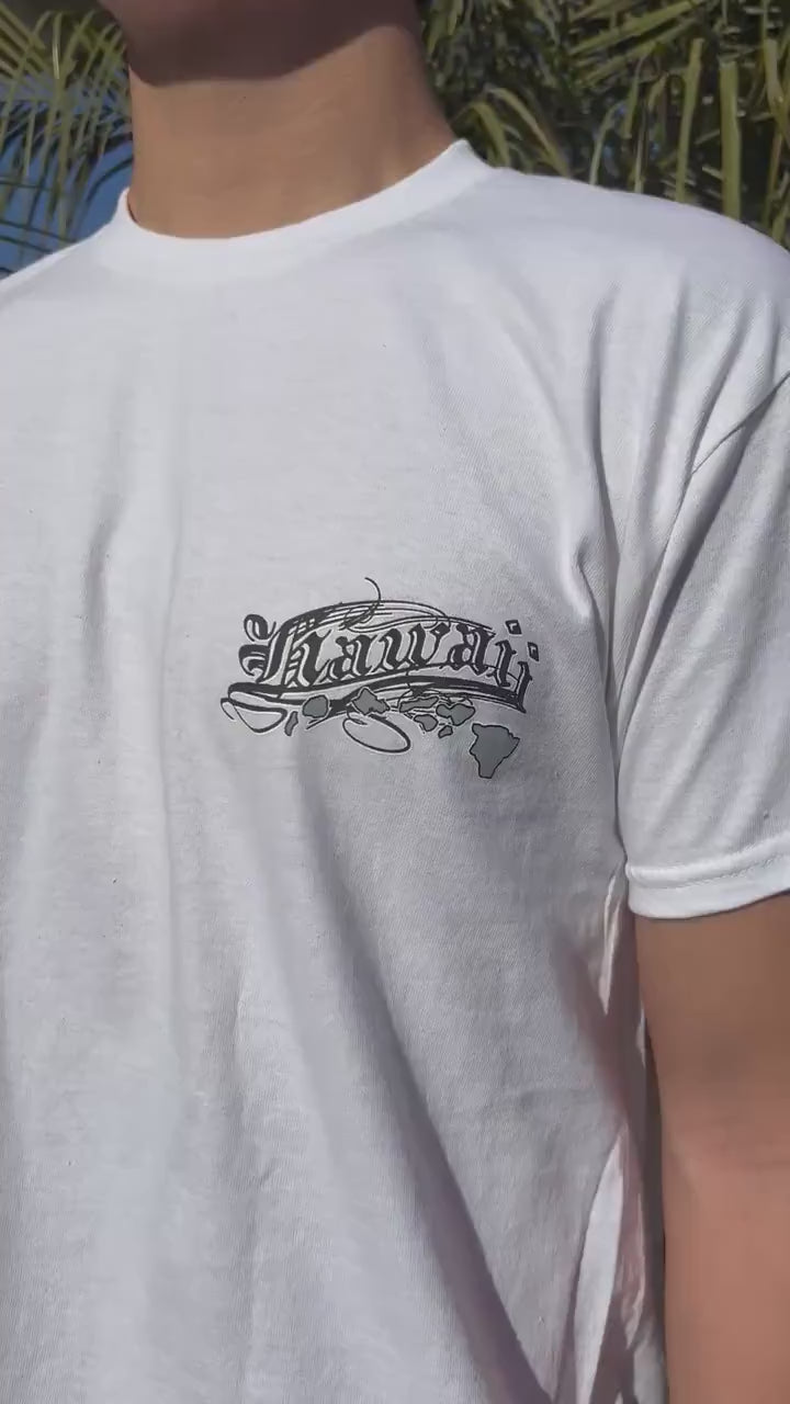 Hawaiian Islands Map Graphic Tee - White