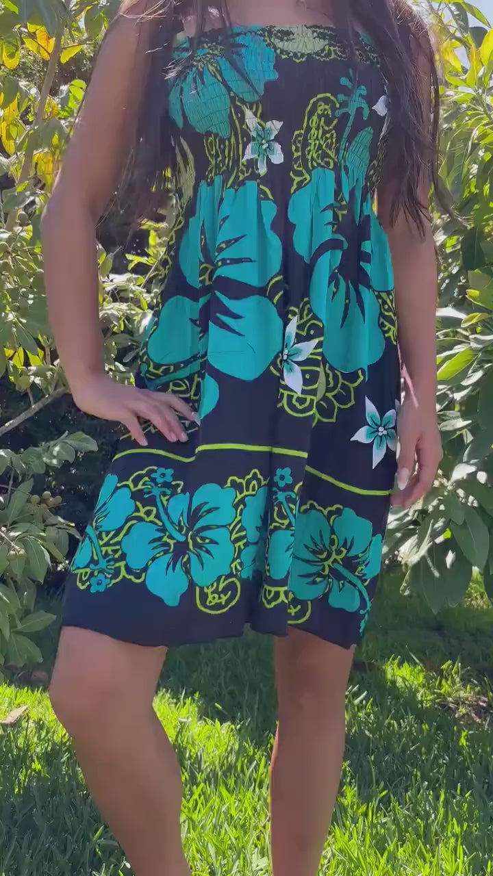 Noelani Sun Dress - Turquoise & Black