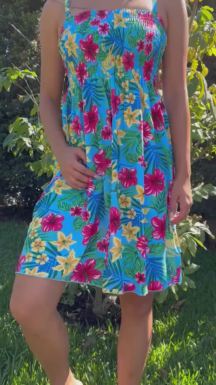 Puanani Sun Dress - Blue Floral