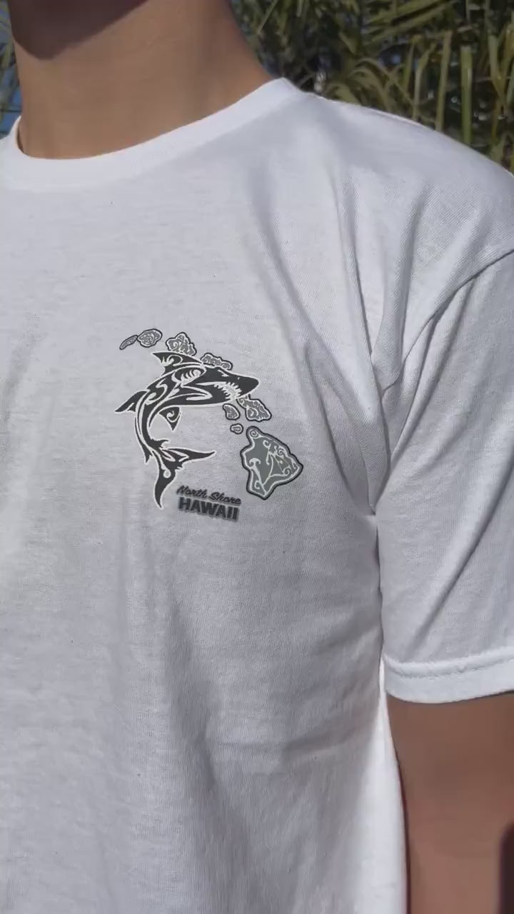 Tribal Shark Graphic Tee - White