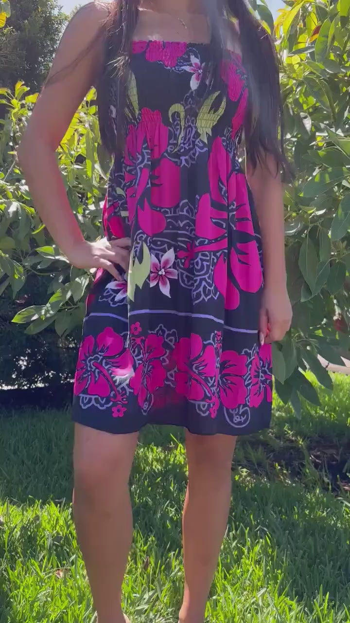 Noelani Sun Dress - Pink & Black