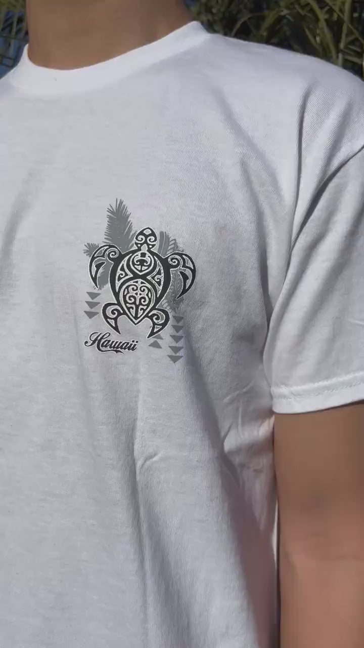 Tribal Honu Graphic Tee - White