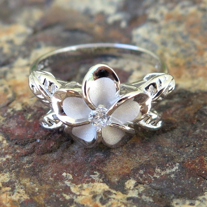 Plumeria Maile Leaf Ring - Silver