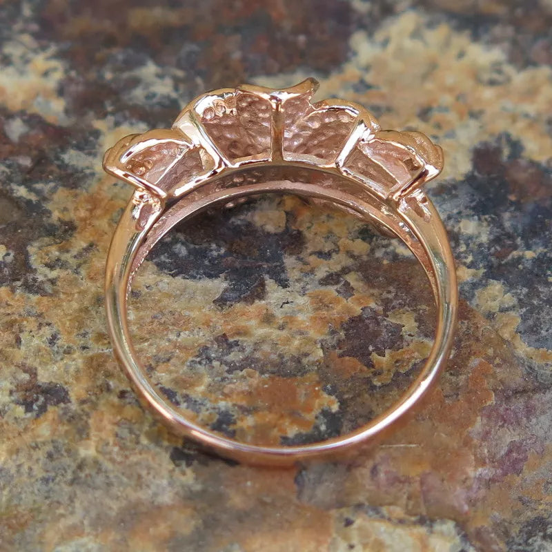 Plumeria Maile Leaf Ring - Rose Gold