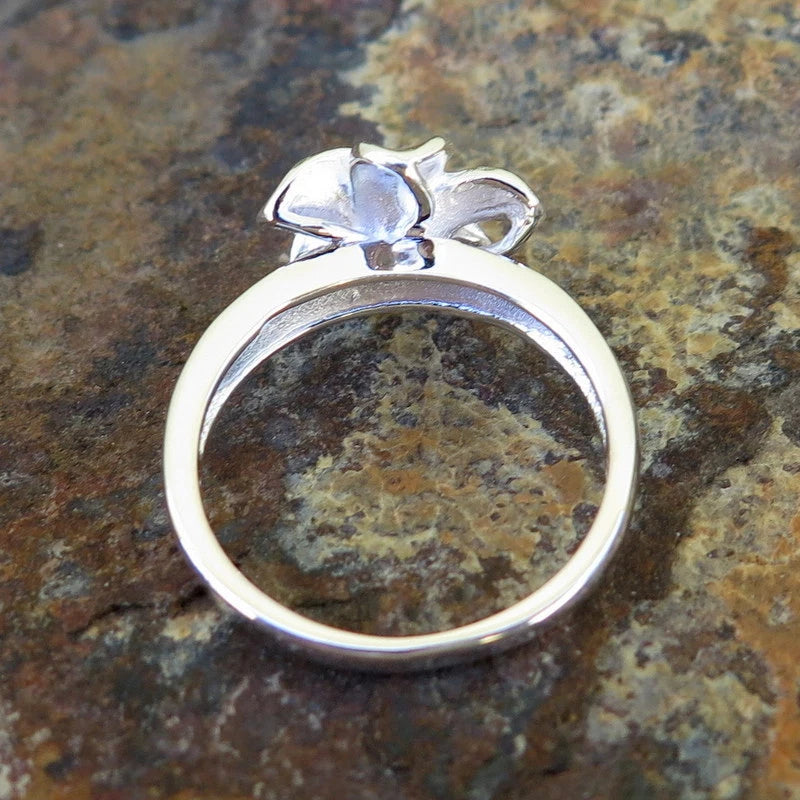 Plumeria Gem Ring - Silver